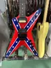 Seltene geformte Gitarre Wash Dime 333 Dimebag Darrell Rebel Confederate Flag Red E-Gitarre Floyd Rose Tremolo Star Inlay Black Hardware