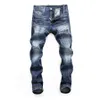 Jean pantalon peint hommes supérieur Hip Hop hommes déchiré coupe ajustée pantalon droit hommes haute rue pantalon décontracté 8415