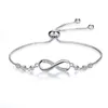 Corrente Mulheres Infinity Charm Link Tornozeleira Pulseira Aço Cz Strass Símbolo de Amor Infinito Ajustável Plus Size Grande Bangle F Dhgarden Dhsly