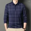 Men's Polos Brand Striped Cotton Polo Shirt High End Luxury Top 2023 Autumn Business Casual Neck Long Sleeve T-shirt Fashion Men'