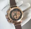 Atest Version Men's Wristwatches 48 MM Quartz Chronograph Watch Chimera U-51 Auto Date Rose Gold Sapphire Luminous Leather Strap First-Class Quality Men Watches