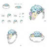 Anneaux Style Square Princess Bague incrustée de pierres précieuses de couleur MTI Européenne et américaine Imitation Zircon Engagement Drop Livraison Je Dhdlq