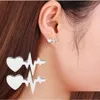 Stud New Fashion Love Heart with Heartbeat Earrings Women Electrocardiogram Earings Girl Gifts Brincos Drop Delivery Jewelry Dh5uo