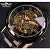 Winner Black Gold Мужские часы Relog Skeleton s Часы Лучший бренд класса люкс Montre Кожаные наручные часы Механические часы 2204232773