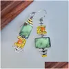 Dangle Chandelier Trendy Novelty Geometric Green Stone Earrings Funny Two Tone Musical Symbol Instrument Hanging For Womendangle Drop Dhuvk