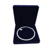 Joyero de terciopelo de 19x19x4 cm, caja larga para collar de perlas, caja de regalo con forma redonda en el interior, más color para elegir, blue278h