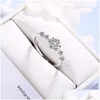 Anelli a grappolo Zirconia creativa Fiocco di neve Fiore Fresco carino Dolce Argento sterling 925 Apertura femminile ridimensionabile Sri365 Consegna a goccia Jewe Dhhlj