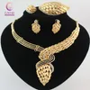 Arrivée Costume africain collier ensemble de bijoux plaqué or 18 carats cristal mariage femmes accessoires de mariée bijoux nigérians Sets266o