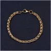 Charm Bracelets New Gold Plated Keel Chain Bracelet Fashion Jewelry For Women And Men Birthday Party Gift 4/5/6Mm Drop Delivery Dh576