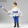 Besondere Anlässe 7-teiliges Set Kinder Prinz Kostüm Kinder Deluxe mittelalterliche Königsjacke mit Umhang Hose Krone Streitkolben Anzug Jungen Halloween Party Kostüme x1004