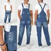 Men's Jeans 2023 Autumn Street Hipster Ripped Straps Cowboy Pants High Waist Jumpsuits Daily Fashion