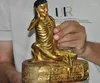 Dekorativa figurer gamla Tibet Buddhism Temple Bronze Glilt Milarepa Arhat Buddha Statue