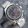 44 mm APOLLO COMMORATIVE ÉDITION MONTRES Dark Side Moon 311 92 44 30 01 002 Quartz Chronograph Mens Watch Black Dial Steel SS BRA229G