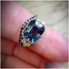 Ringen Klassiek Blauw Zirkoon Fashion Ring Voor Vrouwen Verlovingsbanden Sieraden Verjaardagsfeest Cadeau Drop Levering Dhbqj