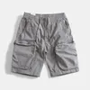 Men's Shorts Retro Three-dimensional Large Pocket Micro Elastic Tooling Multi-bag Straight Loose Casual Nickel Pants