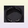 Brazalete de cuero doble tejido para hombres joyas punk negros de acero inoxidable broche magnético pulsera brazalería regalos de brazaletes1984366