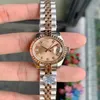 2021 Wysokiej jakości moda 28 mm data Women Watch Rose Gold Bransoletka ze stali nierdzewnej Mechaniczne zegarki Automatyczne zegarki Ladies Wris257Q