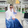 Abbigliamento etnico Abaya Abito per donna Donna Abaya in raso setoso Set 2 pezzi Abiti arabi sauditi Abito caftano caftano