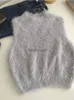 Camisolas femininas Heliar Mulheres Faux Mink Camisola Colete Sólido Outono Sem Mangas Regatas O-pescoço 2023 Inverno Jumpers Mulheres Elegantes RegatasL231004