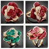 Ringe Vintage Retro Stil Kristall Strass Große Blume Fingerring Für Frauen Gold Farbe Emaille Party Schmuck Drop Lieferung Dhvo7