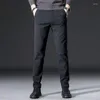 Calças masculinas outono inverno calças masculinas preto cinza all-match moda casual roupas masculinas perna reta magro terno elástico
