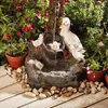 Dekorativa figurer utomhusdekor harts Jardim Garden Yard Lights Home Fountain Water Animal Ornament Statue med presentsol för