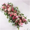 Couronnes de fleurs décoratives 100 cm bricolage mariage fleur arrangement mural fournitures pivoines en soie rose artificielle rangée décor fer arc bac dhlts