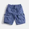 Men's Shorts Retro Three-dimensional Large Pocket Micro Elastic Tooling Multi-bag Straight Loose Casual Nickel Pants