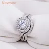 Newshe 1 9 Ct 2 Stuks Solid 925 Sterling Zilveren Trouwring Sets Engagement Band Mode-sieraden Voor Vrouwen JR4844 wzw273V