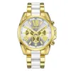 Armbandsur Klassiska herrklocka Genève Reloj Hombre Fashion Quartz Gold Zegarek Meski Multi-Dial Clocks Luminous Montre Homm321h