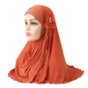 Abbigliamento etnico al dettaglio Fiore tinta unita Merly Turbante Cap Donna Musulmana One Piece Hijab