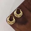 Boucles d'oreilles créoles en laiton plaqué or véritable 18 carats, bijoux de pâques, Style Celi français, Vintage, fait à la main, mode irrégulière, Super