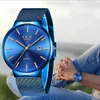 Montres pour hommes Lige Top marque de luxe bleu étanche montres-bracelets Ultra mince Date simple montre à quartz décontractée pour hommes horloge de sport Q272a