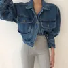 Kadın Ceketleri Moda Sonbahar Yatak Denim Kot Puf Uzun Kollu Gevşek Ceket Ceket