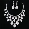 Oorbellen Ketting Crystal Drop Neclace Strass Bruiloft Bruids Sieraden Set Fashion227a