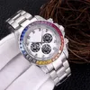 Diamant-Herrenuhr, automatische mechanische Uhren, 42 mm, Montre de Luxe, komplett aus Edelstahl, Armbanduhr, Regenbogen-Lünette, Super Lumin296F