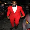 Krawiec wykonany czerwony pana młodego garnitury Slim Fit Dwa kawałki garnitur chudy stylowe spółki na imprezę producentową 2225T