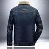 Herrjackor vinter män denim fleece jacka mode casual jeans varm tjock cowboy rock man päls krage bombplan rockar outwear 6xl