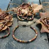 Strand 2x4 Natural Stone Spacer Beads Bracelet Picasso Jasper Tiger Eye Labradorite Rhodochrosite Braid For Women Men Jewelry