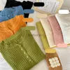 Kobiety swetry kobiety swetry śliczne guziki o długim rękodzie o długim rękawie jesienne koszule dna Koreańskie pojedyncze piersi topsl231004