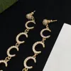 Fashion diamond letter Dangle Chandelier earring aretes orecchini long designer pendant earrings Women's wedding party gift jewelry