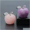 Loose Gemstones 30Mm Natural Gemstone Apple Crafts Statue Figurines Home Living Room Bedroom Decoration Gifts For Mom Girlfriend Drop Dhkkc