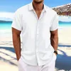Męskie koszule męskie guziki w dół krótkiego rękawu na plaży letnia koszula tekstury w paski