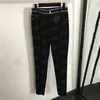 Women Denim Pants Tights Designer Wave Brodered Letter Jeans Ladies Slim Black Long Pant Street Style Style