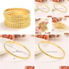 Charm Bracelets 8Pcs 68Mm Diameter Big Women Dubai India Girls Bangle 24K Gold Color Bracelet African Arabicethiopian Bride Drop Deliv Dh1Xs