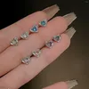 Stud Oorbellen Kleurrijk Kristal Zirkoon Mini Voor Vrouwen Veilig Oor Manchet Hart Oorbel Schroef Terug Piercing Mode-sieraden