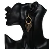 Boucles d'oreilles pendantes ajourées Vintage feuille plume goutte pour femmes bohème boucle d'oreille pendante Femme bijoux Brincos