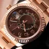 new Style Luxury 42mm Asia 2813 Movement Sky-Dweller Chocolate Arabic 326935 Automatic Mechanical 18K Rose Gold Mens Watc3088