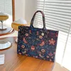 Totes Small Design Commuter Tote Bag Nova Versátil China-chic Flor Étnica Bolsa de Estudante