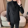 Abiti da uomo Giacca stile cinese con un bottone per uomo Moda bavero Giacca da lavoro casual Masculino Slim Cappotto da sposo per matrimonio